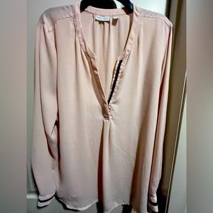 New York & Co. Pink w/ burgundy trim blouse
